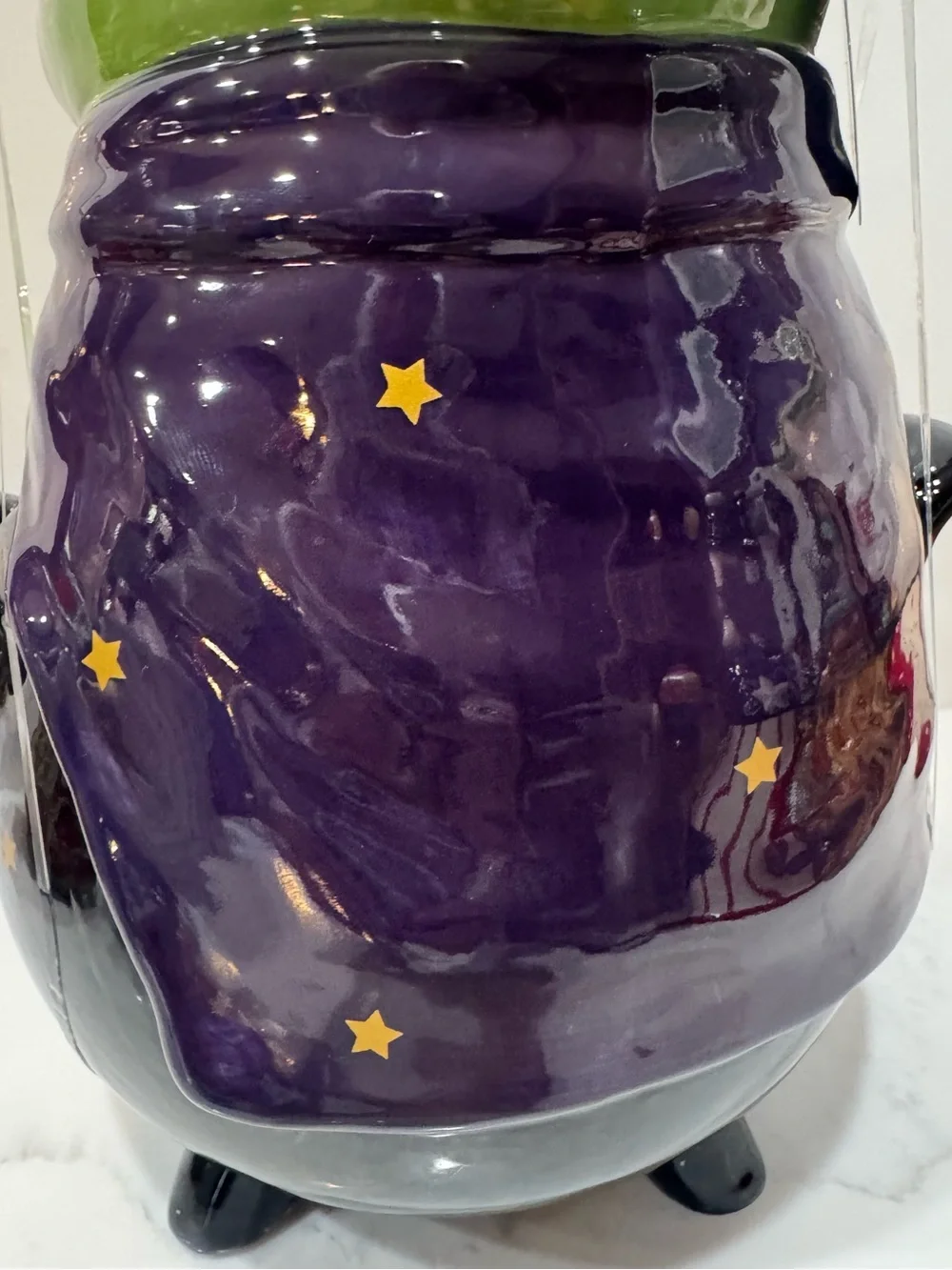 Spooky Street Halloween Cookie Jar/Canister Witch/Wizard Frog on Cauldron NWT